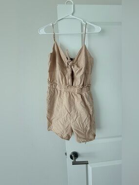 one clothing Beige Tie-Front woman One-Piece Romper